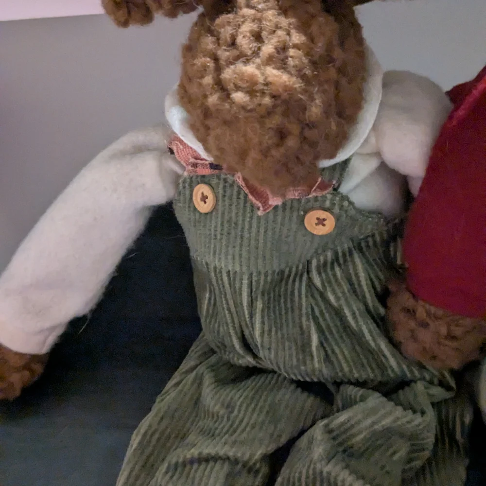 Adorable Plush Moose Pair in Overalls